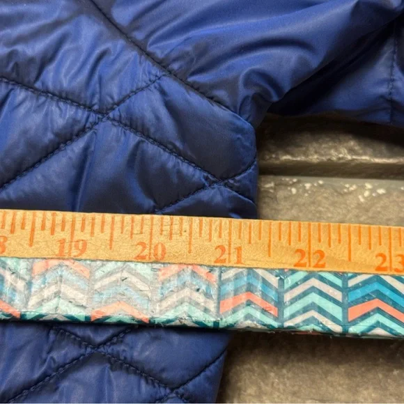 The North Face 550 Down Insulated Parka Jacket Women Large Blue Full Zip Pockets - Picture 14 of 14